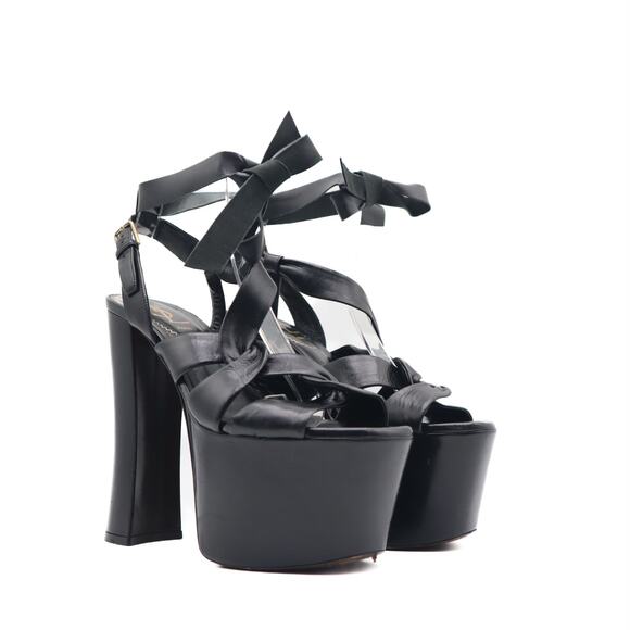 Saint Laurent Platform Strappy Lace Up Sandals Size 35 - Picture 2 of 11